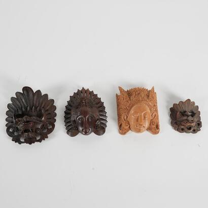 Four Indonesian Wood Carved Masks