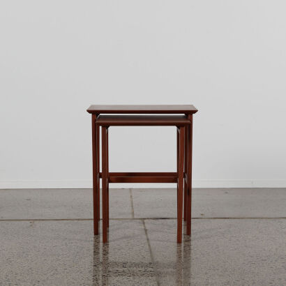 A Pair Of Mahogany Mid Century Nesting Side Tables