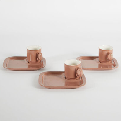 A Set Of Three Crown Lynn Partition Rectangle Plate and Cup Sets