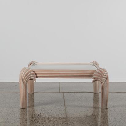 A Sculptural White Washed Coffee Table