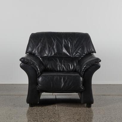 An Italian Style Black Leather Arm Chair