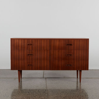 A Mid Century Mahogany Six Drawer Longboy