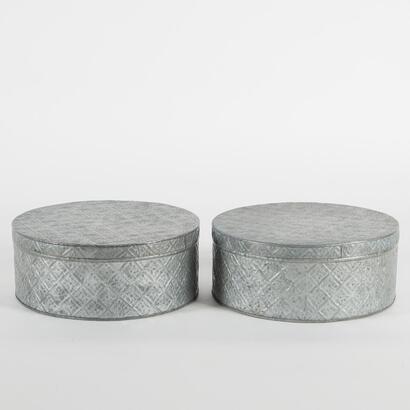 A Pair Of Large Pressed Tin Round Storage Containers
