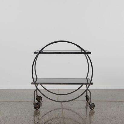 A Black Glass And Chrome Art Deco Trolley