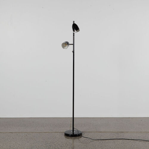 A Black Floor Standing Lamp with Twin Spotlights