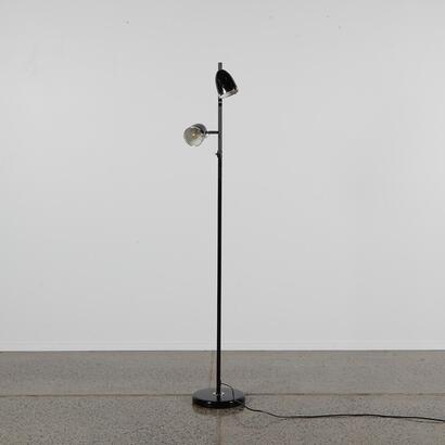 A Black Floor Standing Lamp with Twin Spotlights