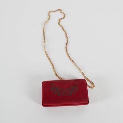 A Vintage Red Suede Bruno Magli Clutch Purse
