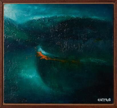 DAVID JARVIS CURNO &rsquo;She Called Me To The Edge&rsquo; Oil Beeswax On Board 2003