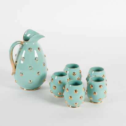 A Pouring Jug and Five Cups by Deruta