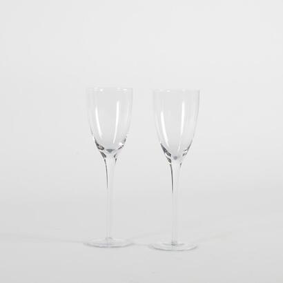 A Pair of Tall Crystal Wine Glasses