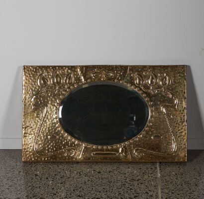 An Art Nouveau Brass Mirror