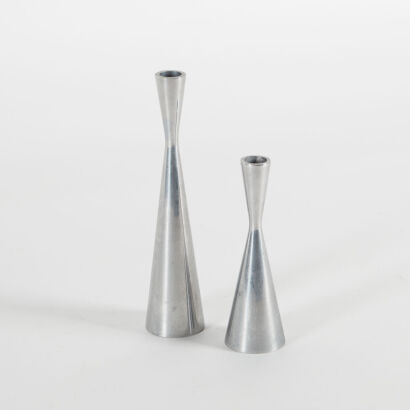 A Pair Of Elegant Aluminium Candle Sticks