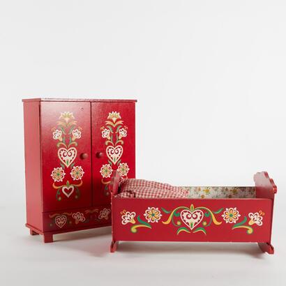 A Dolls Wardrobe and Cradle