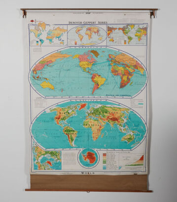 An Antique Roll-Up Map Of The World