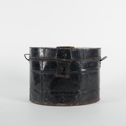 A Vintage Metal Hat Box