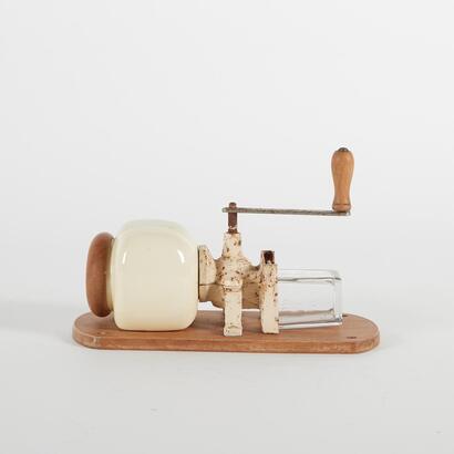 A Vintage Wall Mounted Porcelain Coffee Grinder