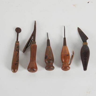 A Lovely Old Set Of Leather Craft Tools