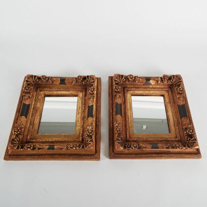 A Pair of Gold Ornate Framed Mirrors