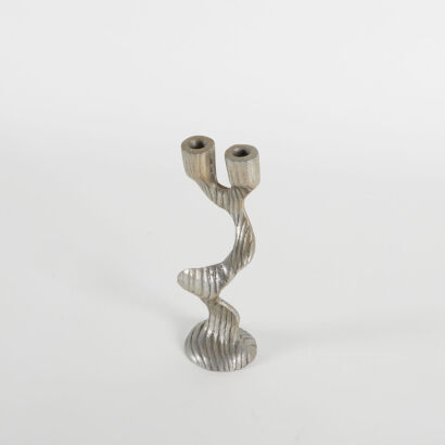 A Handmade Cast Aluminium Sculptural Candlestick