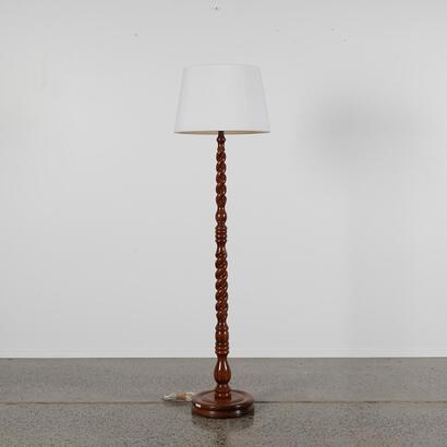 An Antique Mahogany Twisted Timber Floor Lamp
