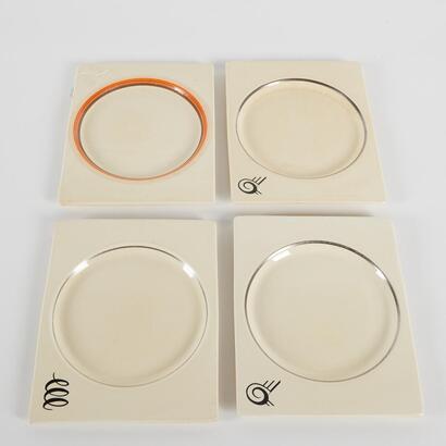 Four Hand-Painted Clarice Cliff Biyanne Royal Staffordshire Biarritz Plates