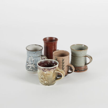 A Mixed Collection Of Five Studio Pottery Mugs