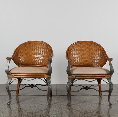 A Pair Of Hollywood Regency Style Bamboo Chairs