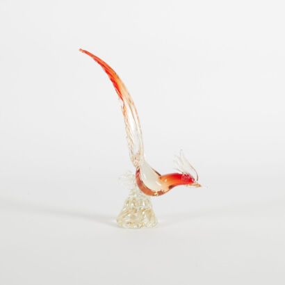 A Vintage Murano Glass Rooster With Gold Inclusions