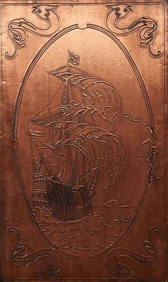 A Copper Wall Art Of A Galleon Ship