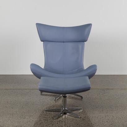 A Lilac Bo Concept Imola Style Swivel Chair And Footstool