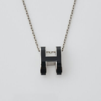 Herm&egrave;s Pop H Black Enamel Necklace