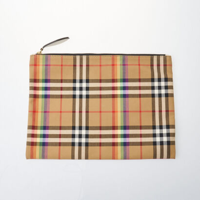 Burberry Rainbow Checker Zip Pouch