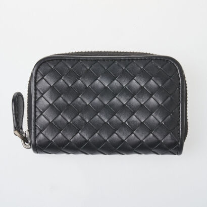 Bottega Veneta Black Intrecciato Coin Wallet