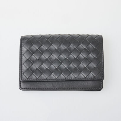 Bottega Veneta Intrecciato Charcoal Cardholder