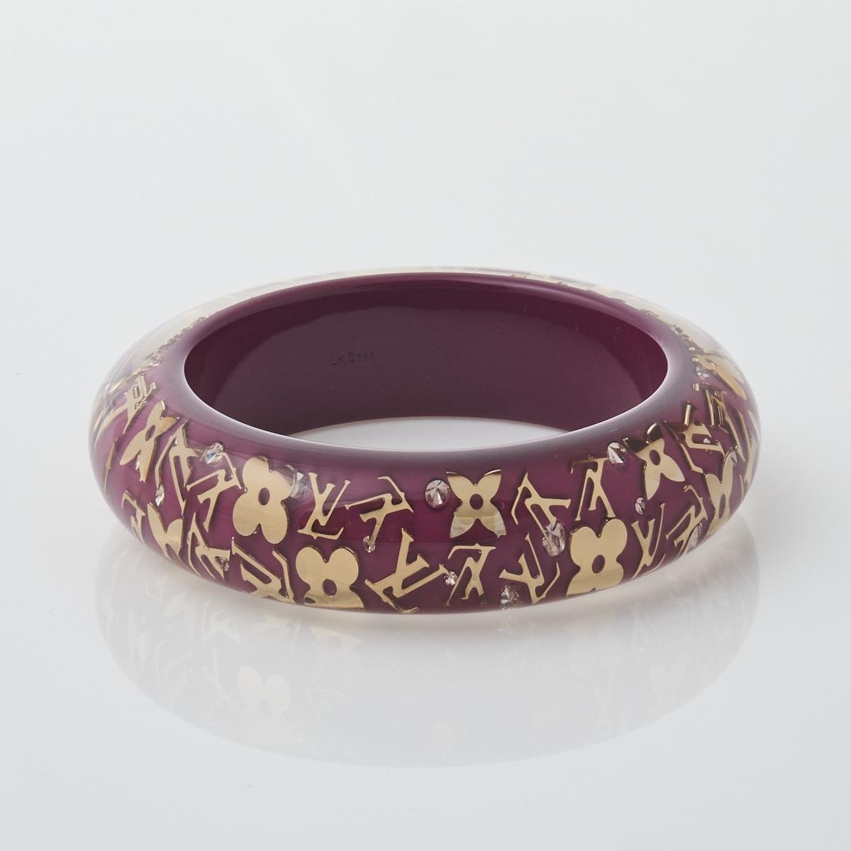 Louis Vuitton Clear Resin Gold Tone Monogram Inclusion Bangle