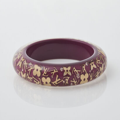 Louis Vuitton Wide Purple Monogram Resin Bracelet