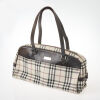 Burberry Canvas Checker and Brown Leather Bag