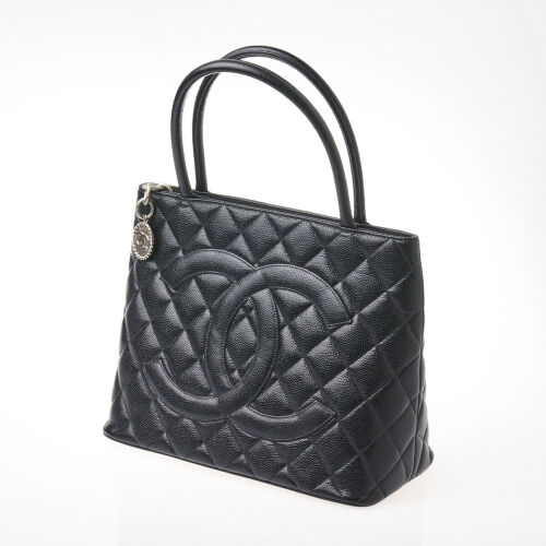 Chanel CC Caviar Leather Medallion Tote Bag