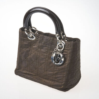 Christian Dior Vintage Cannage Quilted Nylon Lady Dior Bag