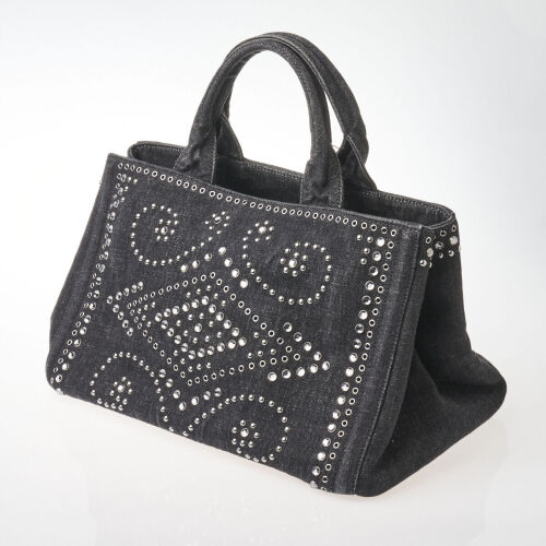 Prada Crystal Studded Denim Bag