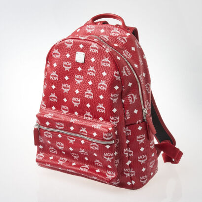 MCM Viva Red Stark Logo Visetos Backpack