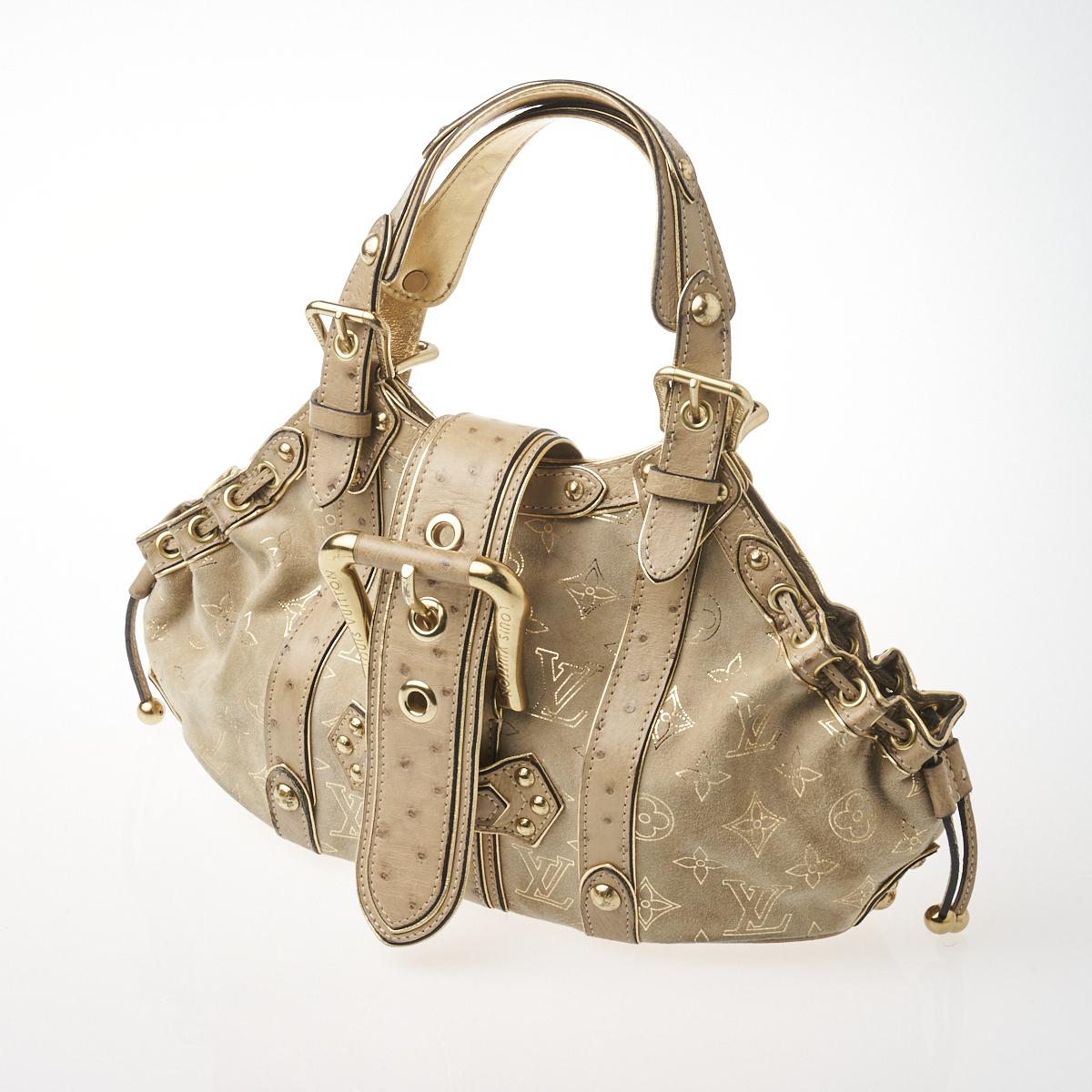 Louis Vuitton Rare Theda Gm suede With Ostrich