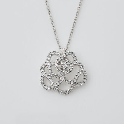 Swarovski Carnelian Flower Crystal Necklace