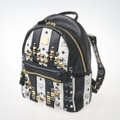 MCM Striped Visteos Studded Backpack