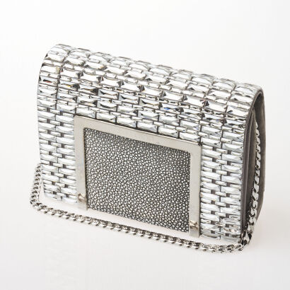 Jimmy Choo White Crystal Chain Bag