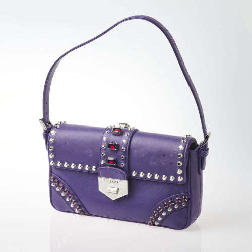 Prada Purple Saffiano Crystal Embellished Bag