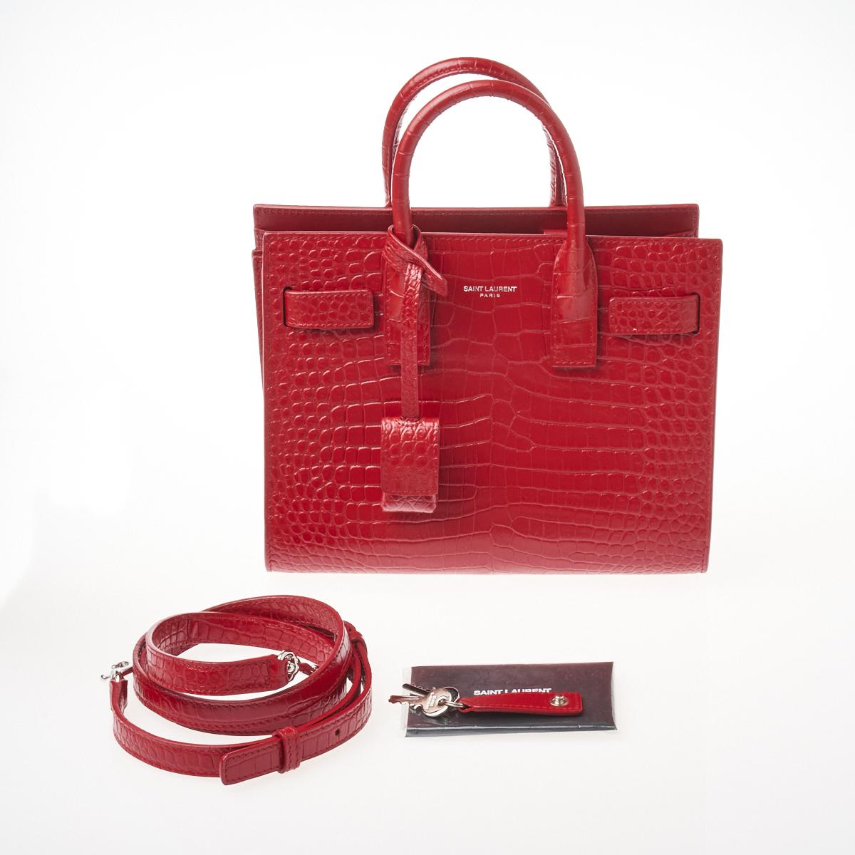 Saint Laurent YSL Women Sac De Jour Nano Crocodile-Embossed