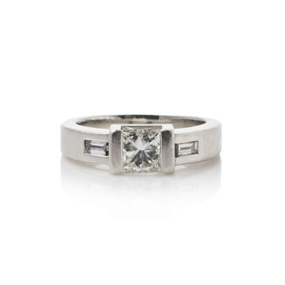 Platinum Princess Cut 1.00ct Diamond Ring