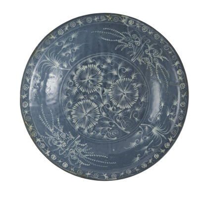 A Large Swatow Ware Plate with Floral Design