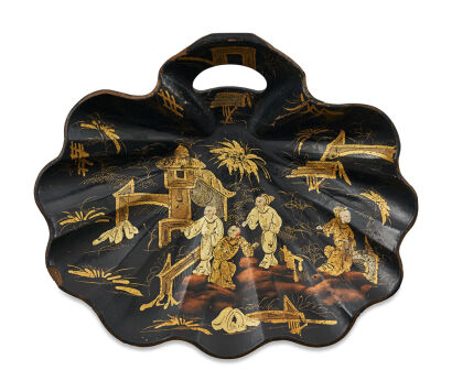 A 19th Century Chinese Lacquer with Gold Design Plate